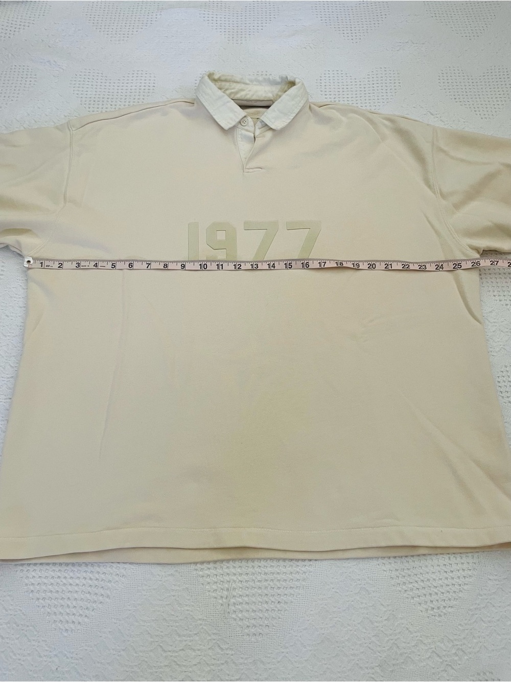 Fear of God Essentials Rugby Shirt Men’s Small Cream 1977 Cotton - Picture 6 of 7